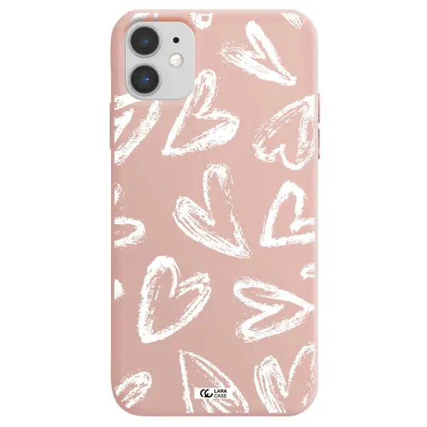 Chalk Hearts Apple iPhone 11 Silicone pastel pink Case