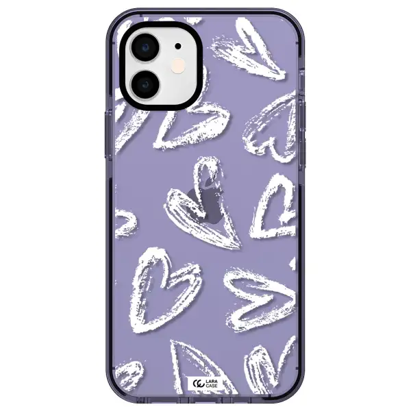 Chalk Hearts Apple iPhone 12 impact Lilac Case