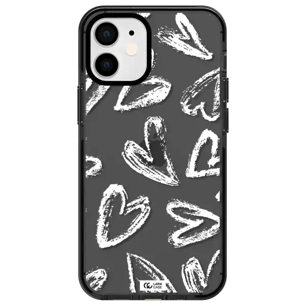 Chalk Hearts Apple iPhone 12 mini impact Smoke Black Case