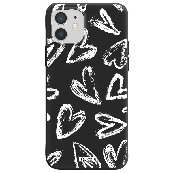 Chalk Hearts Apple iPhone 12 mini Silicone black Case
