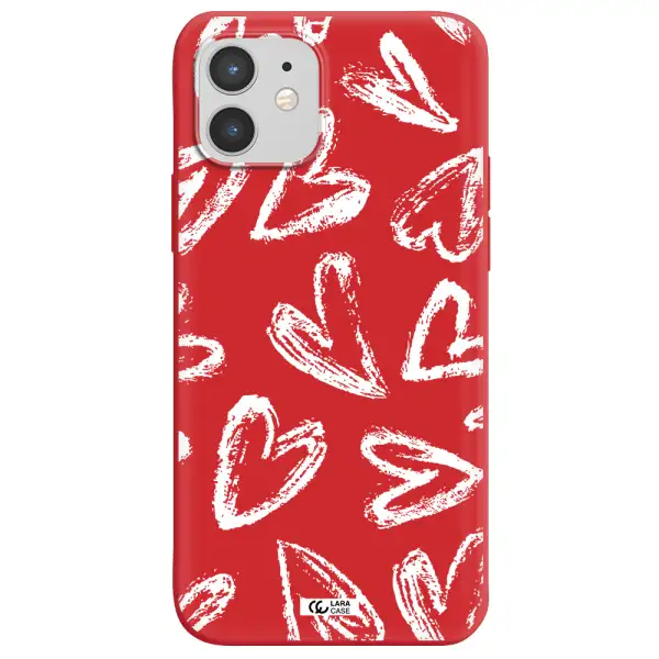 Chalk Hearts Apple iPhone 12 mini Silicone Imperial Red Case
