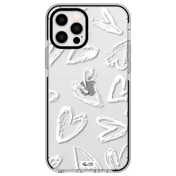 Chalk Hearts Apple iPhone 12 pro impact black border Case