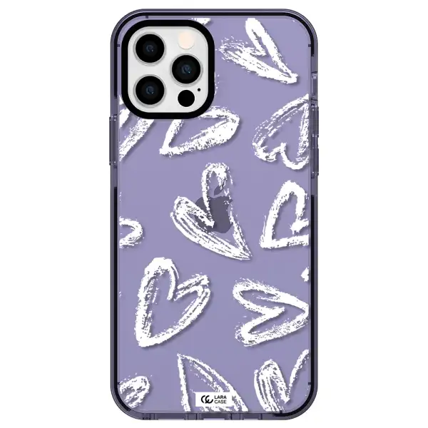 Chalk Hearts Apple iPhone 12 pro impact Lilac Case