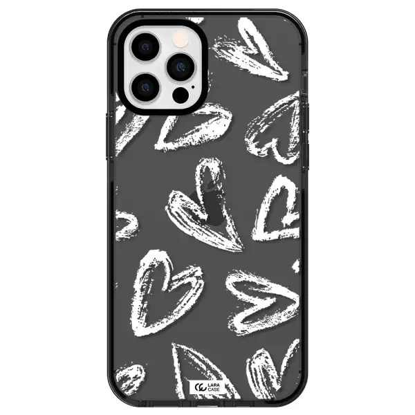 Chalk Hearts Apple iPhone 12 pro impact Smoke Black Case