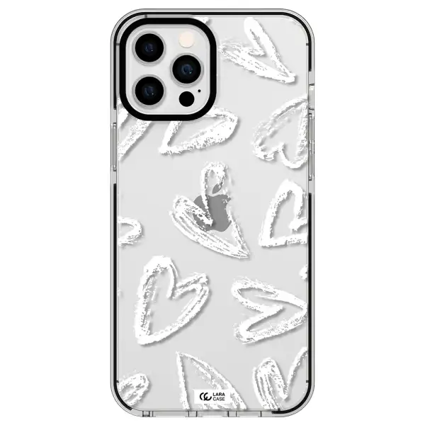Chalk Hearts Apple iPhone 12 pro max impact black border Case