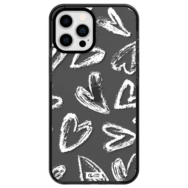 Chalk Hearts Apple iPhone 12 pro max impact Smoke Black Case