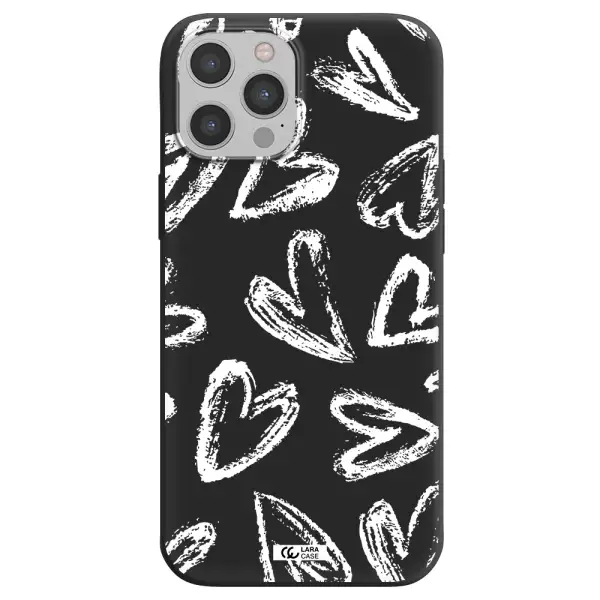 Chalk Hearts Apple iPhone 12 pro max Silicone black Case