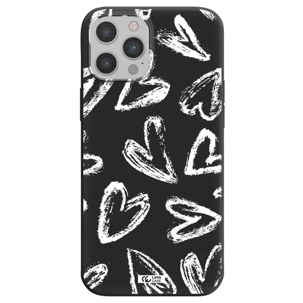 Chalk Hearts Apple iPhone 12 pro Silicone black Case