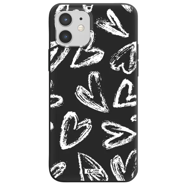 Chalk Hearts Apple iPhone 12 Silicone black Case