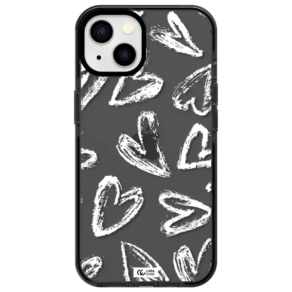 Chalk Hearts Apple iPhone 13 impact Smoke Black Case
