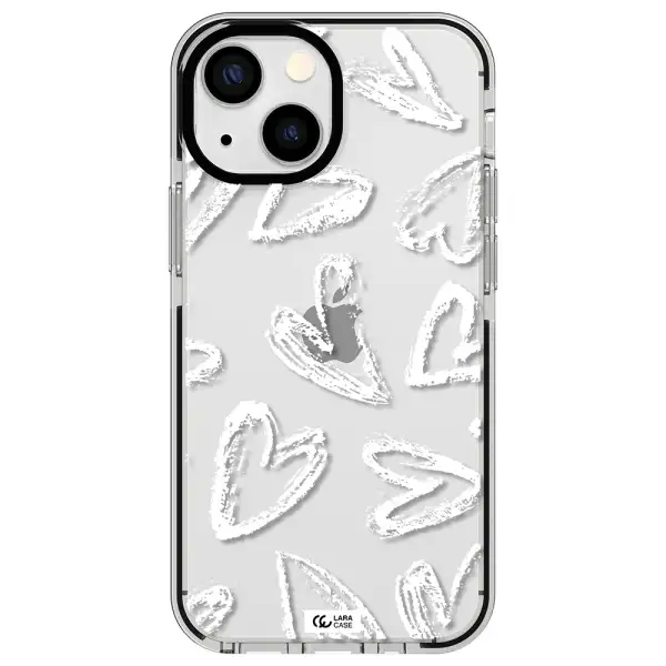 Chalk Hearts Apple iPhone 13 mini impact black border Case