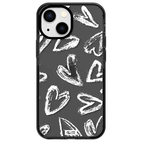 Chalk Hearts Apple iPhone 13 mini impact Smoke Black Case