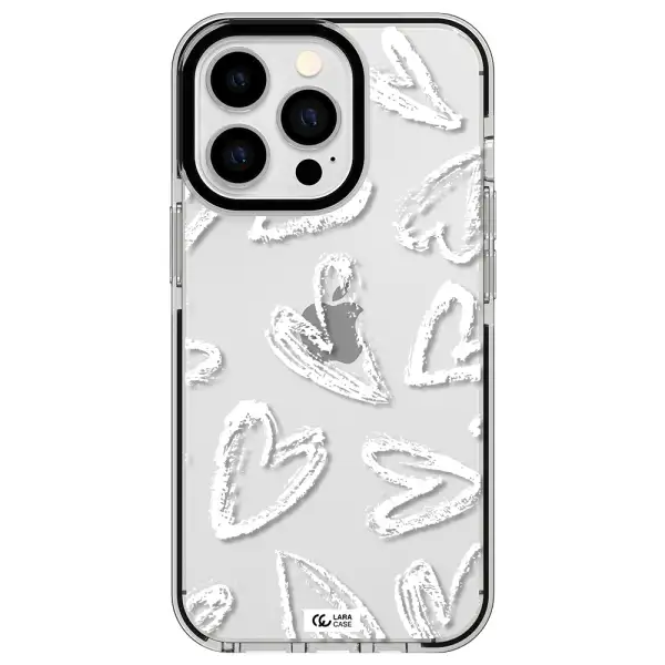 Chalk Hearts Apple iPhone 13 Pro impact black border Case
