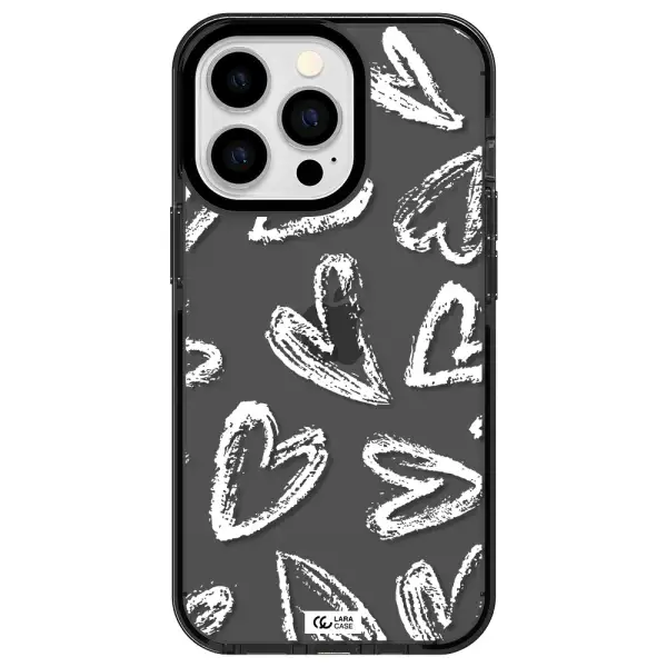 Chalk Hearts Apple iPhone 13 Pro impact Smoke Black Case