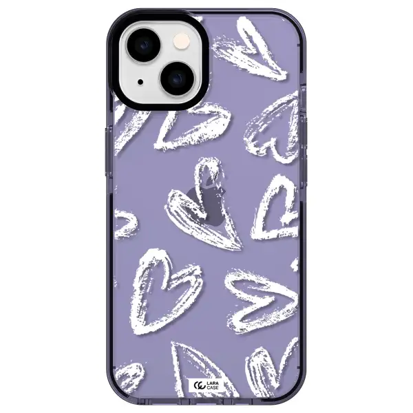 Chalk Hearts Apple iPhone 14 impact Lilac Case