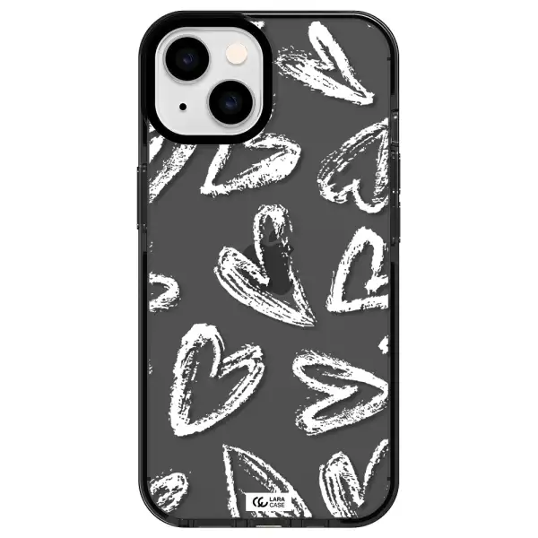 Chalk Hearts Apple iPhone 14 impact Smoke Black Case