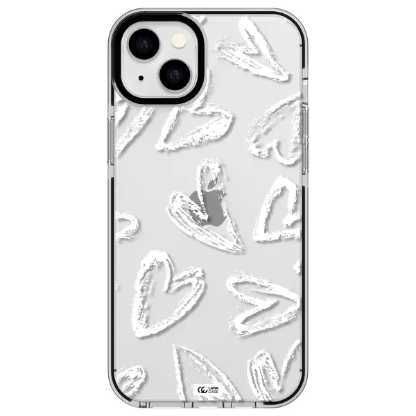 Chalk Hearts Apple iPhone 14 plus impact black border Case