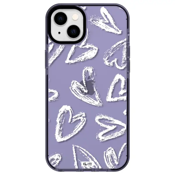 Chalk Hearts Apple iPhone 14 plus impact Lilac Case