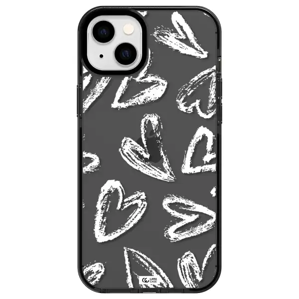 Chalk Hearts Apple iPhone 14 plus impact Smoke Black Case