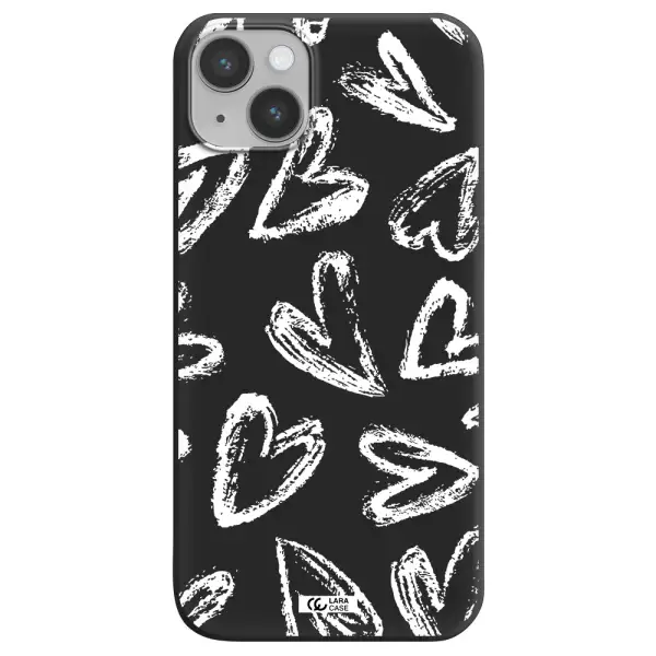 Chalk Hearts Apple iPhone 14 plus Silicone black Case