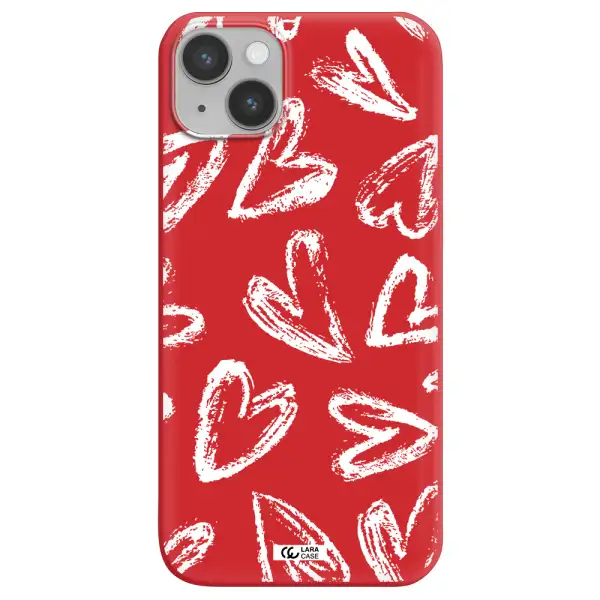 Chalk Hearts Apple iPhone 14 plus Silicone Imperial Red Case