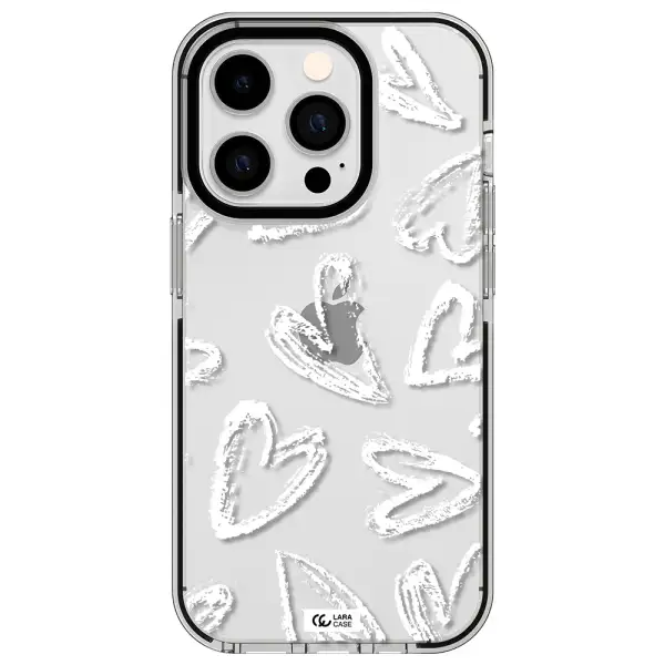 Chalk Hearts Apple iPhone 14 pro impact black border Case