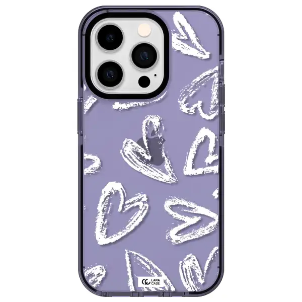 Chalk Hearts Apple iPhone 14 pro impact Lilac Case