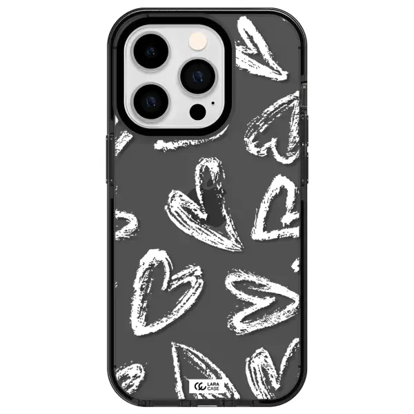 Chalk Hearts Apple iPhone 14 pro impact Smoke Black Case