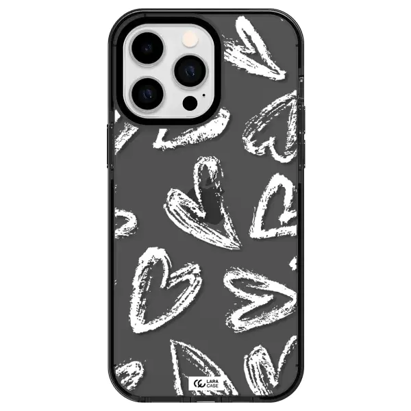 Chalk Hearts Apple iPhone 14 pro max impact Smoke Black Case