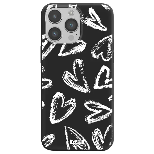 Chalk Hearts Apple iPhone 14 pro max Silicone black Case