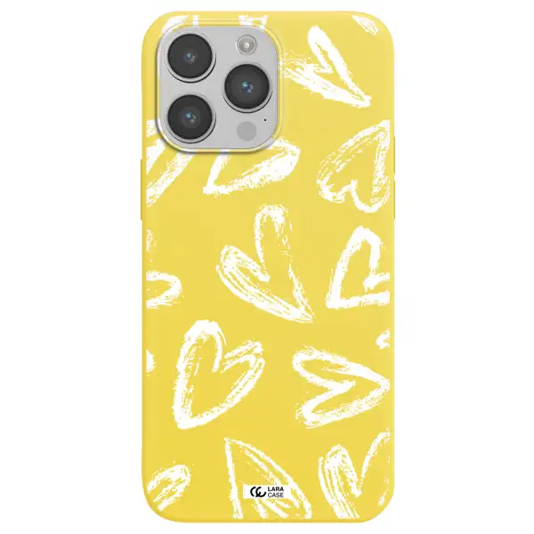 Chalk Hearts Apple iPhone 14 pro Silicone canary yellow Case