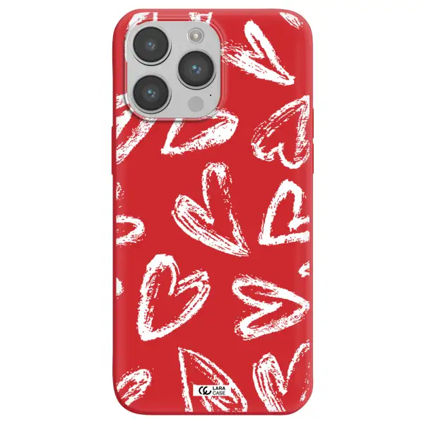 Chalk Hearts Apple iPhone 14 pro Silicone Imperial Red Case