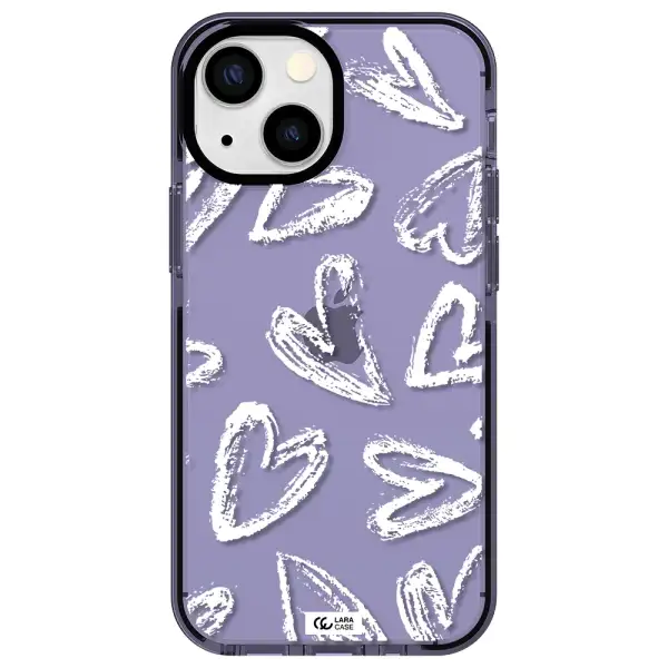 Chalk Hearts Apple iPhone 15 impact Lilac Case