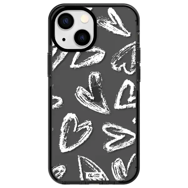 Chalk Hearts Apple iPhone 15 impact Smoke Black Case