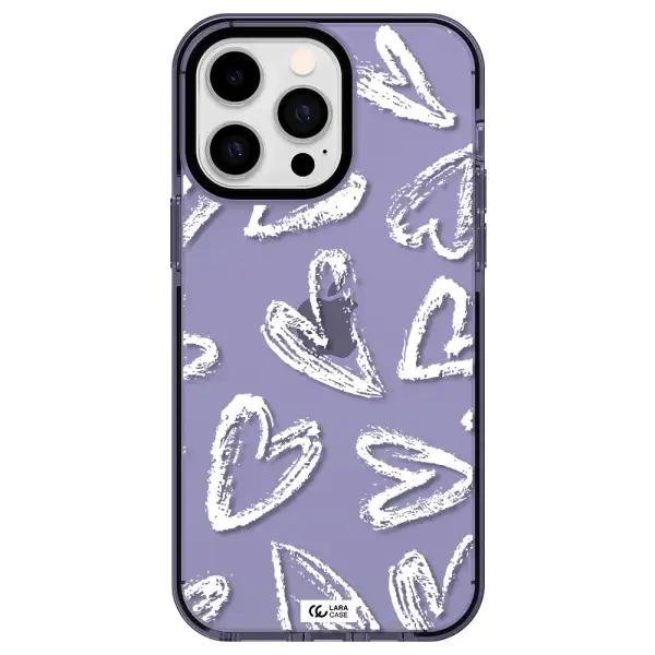 Chalk Hearts Apple iPhone 15 Pro impact Lilac Case