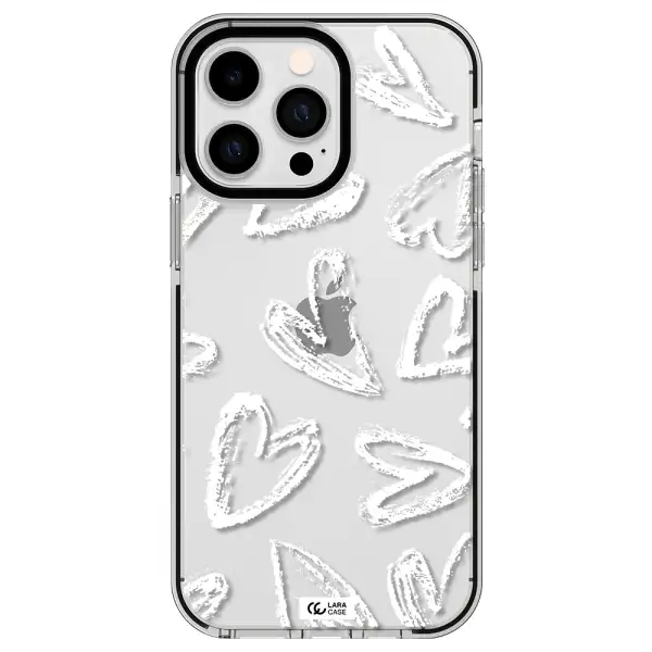 Chalk Hearts Apple iPhone 15 Pro Max impact black border Case