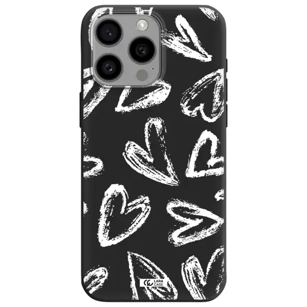 Chalk Hearts Apple Iphone 15 Pro max Silicone black Case