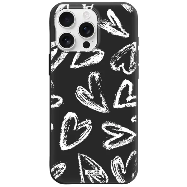 Chalk Hearts Apple Iphone 16 Pro Max Silicone Black Case