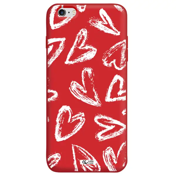 Chalk Hearts Apple iPhone 6 plus Silicone Imperial Red Case