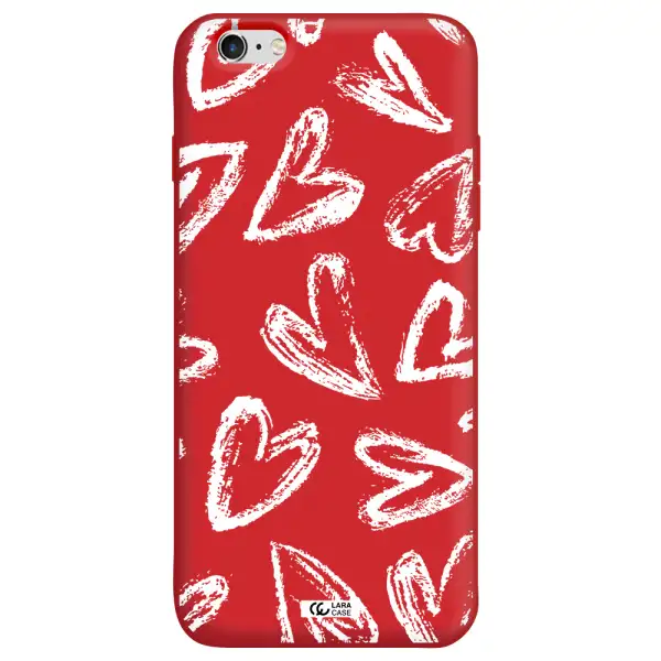 Chalk Hearts Apple iPhone 6 s plus Silicone Imperial Red Case