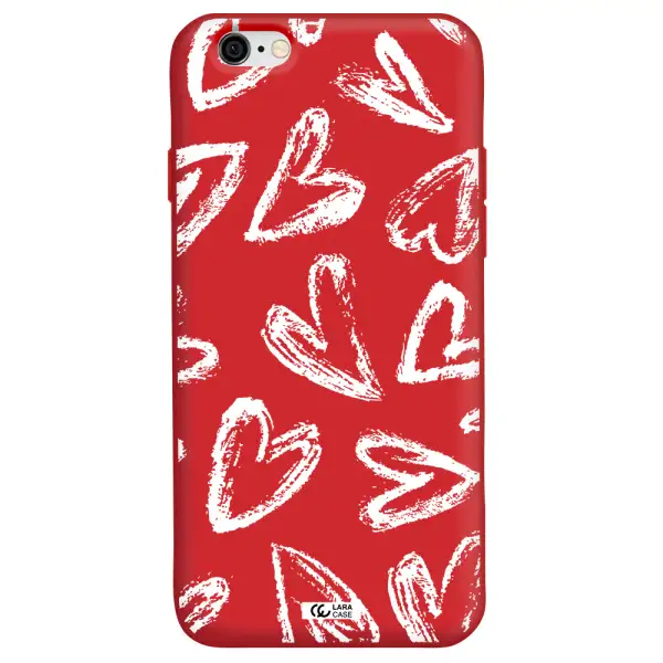 Chalk Hearts Apple iPhone 6 Silicone Imperial Red Case