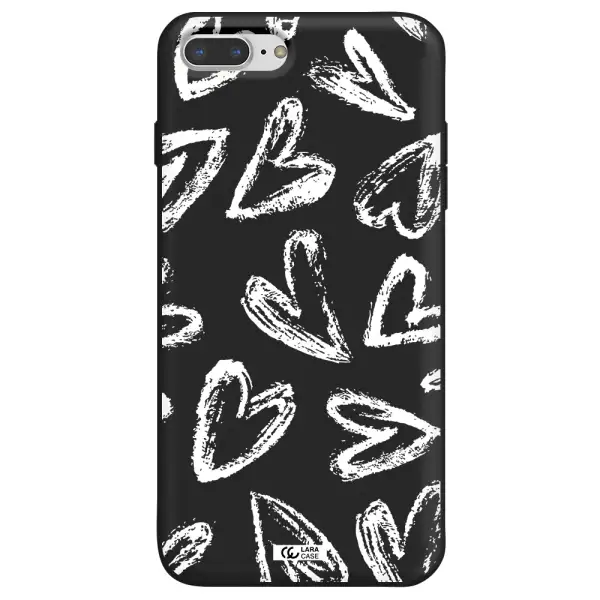 Chalk Hearts Apple iPhone 7 plus Silicone black Case