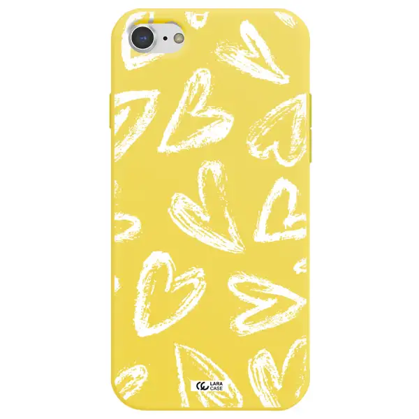 Chalk Hearts Apple iPhone 7 Silicone canary yellow Case