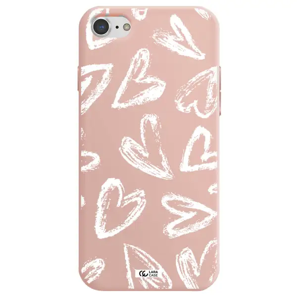 Chalk Hearts Apple iPhone 7 Silicone pastel pink Case