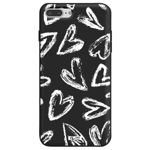 Chalk Hearts Apple iPhone 8 plus Silicone black Case