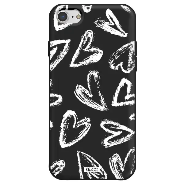 Chalk Hearts Apple iPhone 8 Silicone black Case