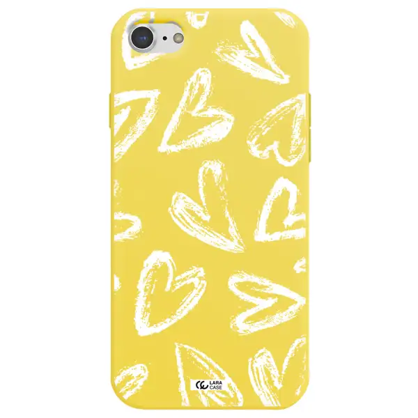 Chalk Hearts Apple iPhone 8 Silicone canary yellow Case