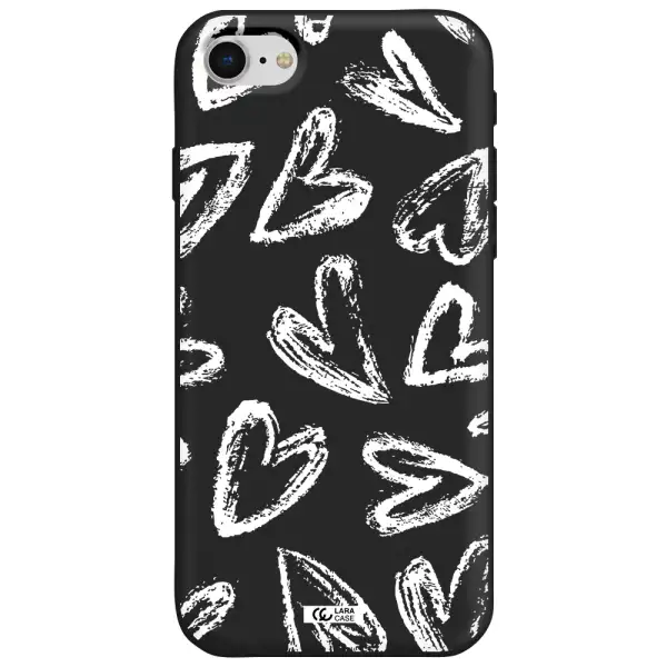 Chalk Hearts Apple iPhone se 2020 Silicone black Case