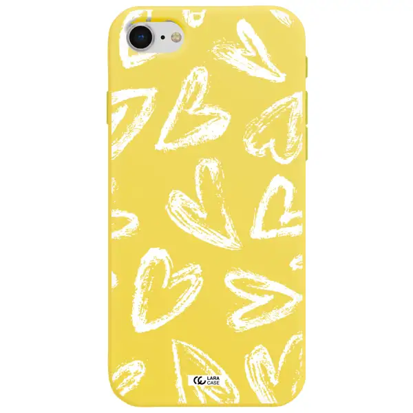 Chalk Hearts Apple iPhone se 2020 Silicone canary yellow Case