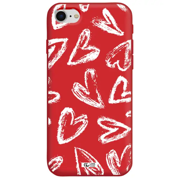 Chalk Hearts Apple iPhone se 2020 Silicone Imperial Red Case